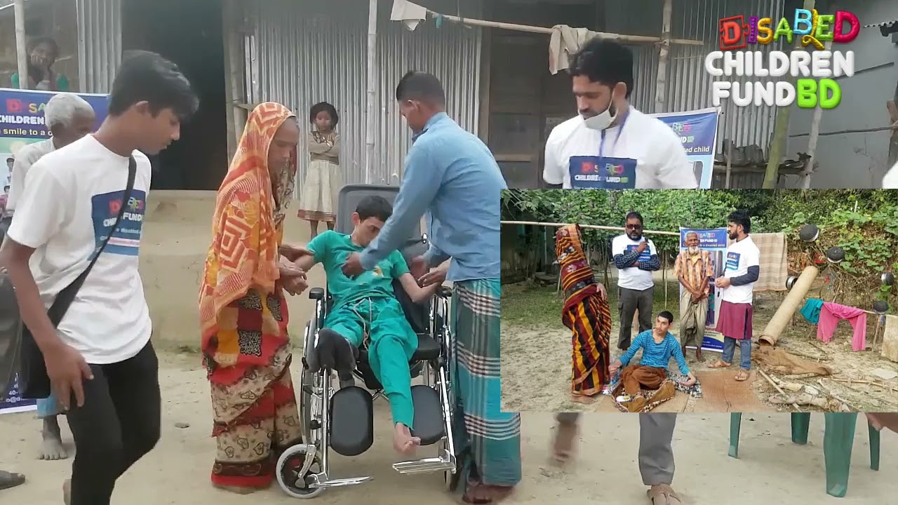 Dulal Miah receiving a wheelchair after 17 years